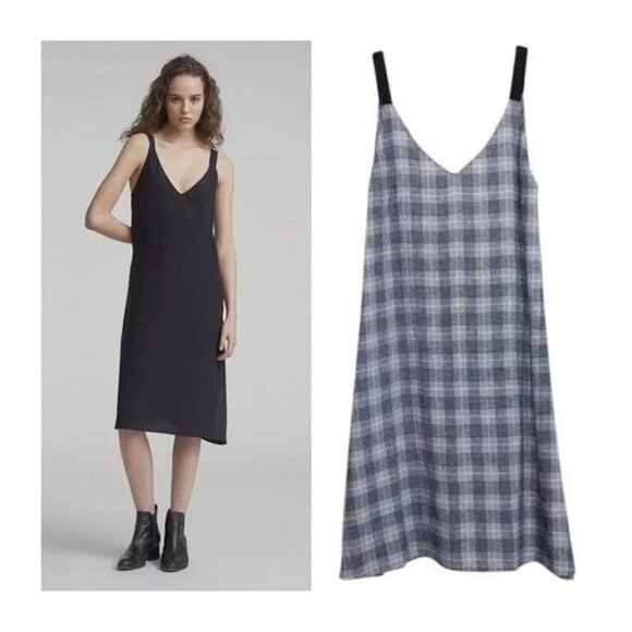 RAG & BONE NWT Navy Plaid Zoe Dress - Picture 1 of 9